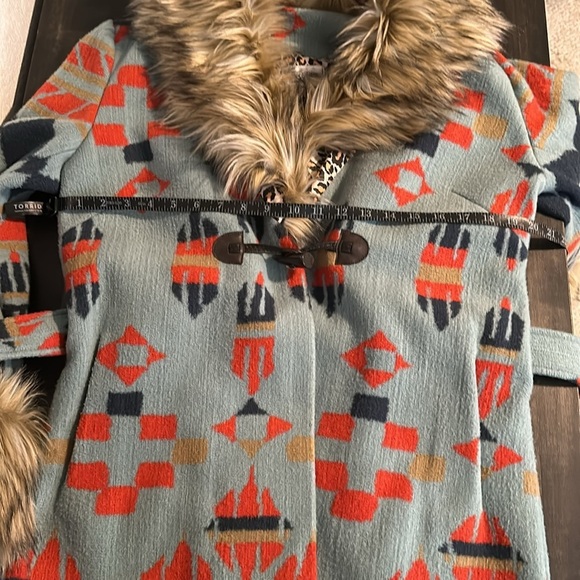 Taska Polizzi Faux Fur Lined Blanket Coat Leopard Lined Toggle Closure Size Med - Picture 7 of 8